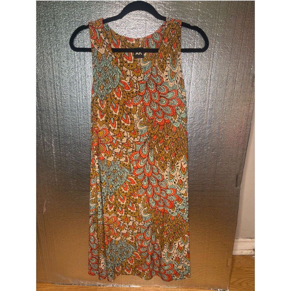 AK Anne Klein Paisley Boho Sleeveless Shift Dress Multicolor Womens Size 10